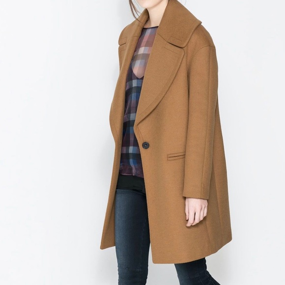 Zara Jackets & Blazers - Zara Camel Coat with Large Lapel M VGUG